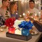 4th of July Patriotic Table Decoration Set Rustic Wood Tray with 3 Pcs Mason Jar Centerpieces with String Lights 3 Pcs Artificial Colorful Flower for Independence Day Centerpiece Labor Day